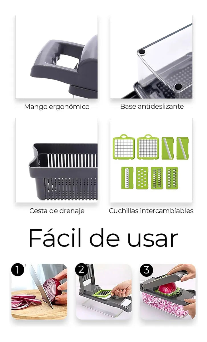 Rallador/Cortador De Cocina Multifuncional 14 en 1